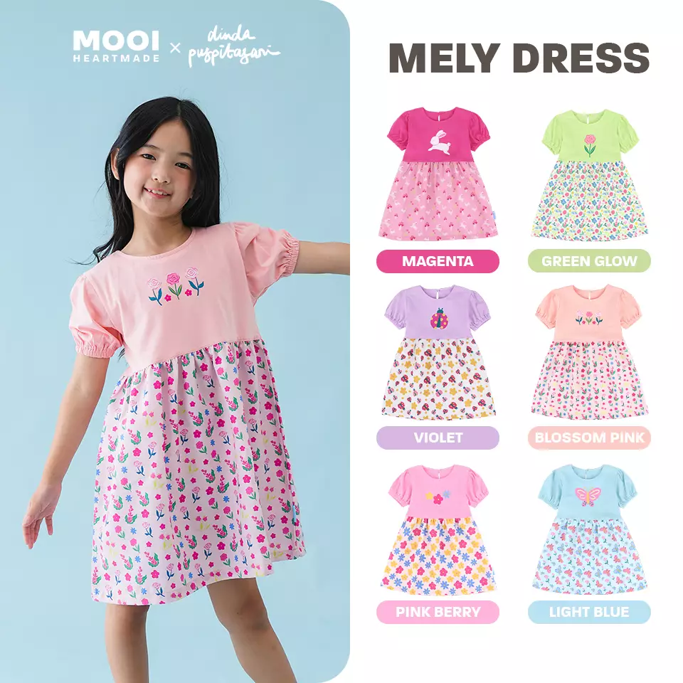 Mooi X Dinda Puspitasari Dress Anak Perempuan Mely Dress - Magenta