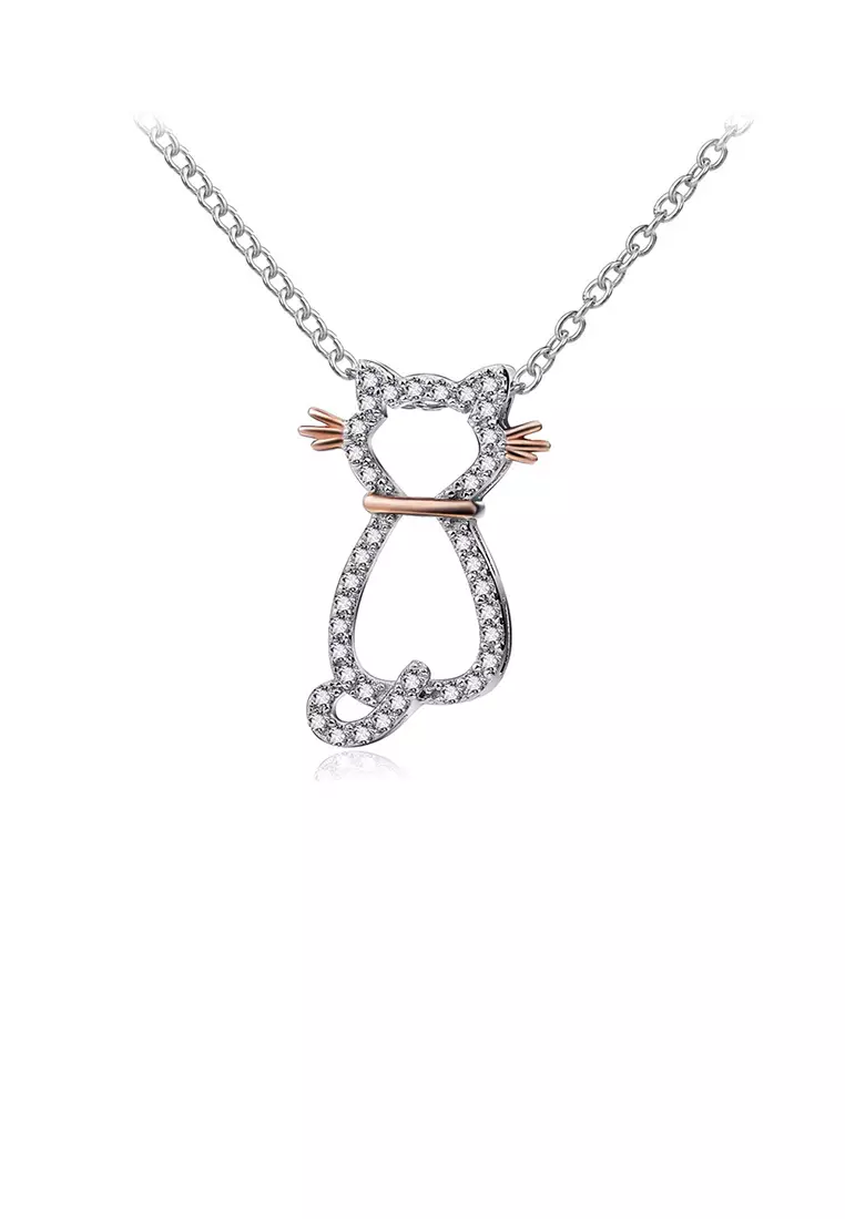 Buy Mooclife 925 Sterling Silver Simple Cute Cat Pendant with