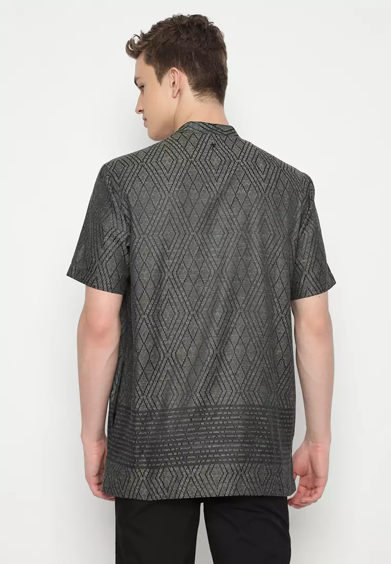 Jobb Waqas Baju Koko Pria Lengan Pendek Regular Fit Olive