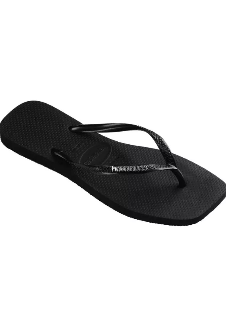 Slim Square Logo Metallic Flip Flops