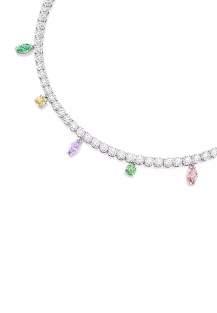 Ariana Grande x Swarovski Tennis necklace, Mixed cuts, Multicolored, Rhodium plated