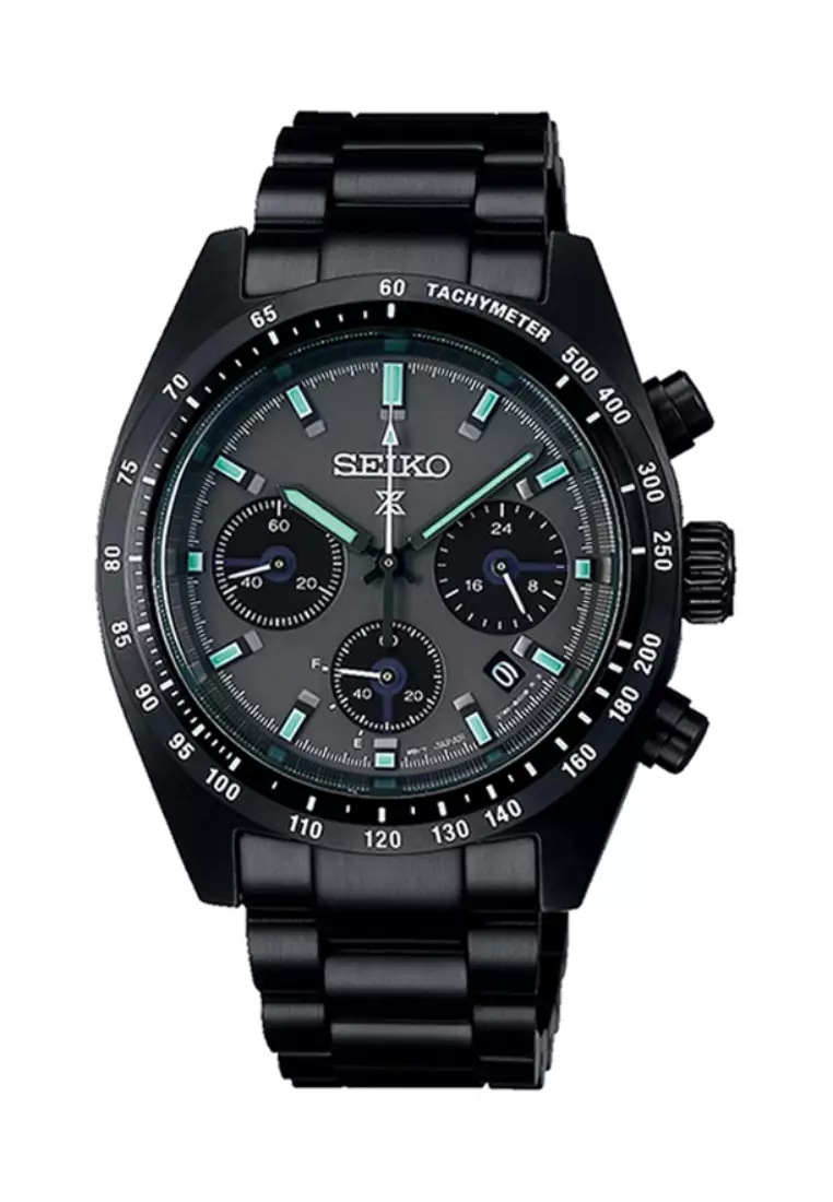 Prospex Solar ‘Night Vision’ SSC917P Men’s Chronograph Watch – Black Stainless Steel Band