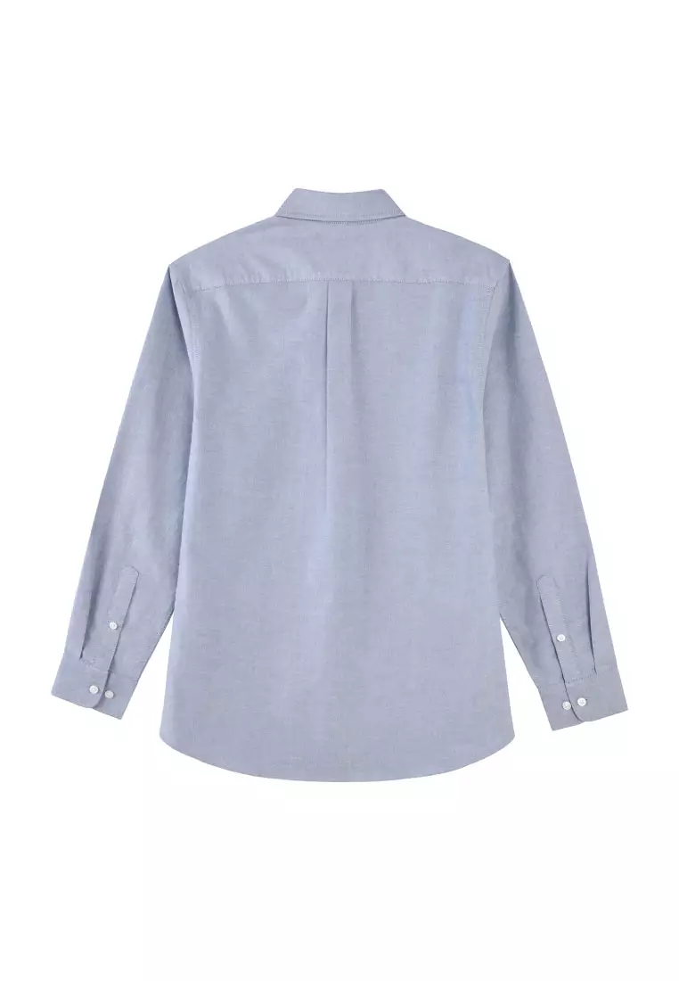 Men's Oxford Long Sleeve Slim Embroidery Shirt 01045083