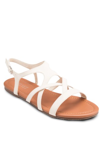 Shenna 交esprit台灣門市叉多帶鏤空平底涼鞋, 女鞋, 鞋