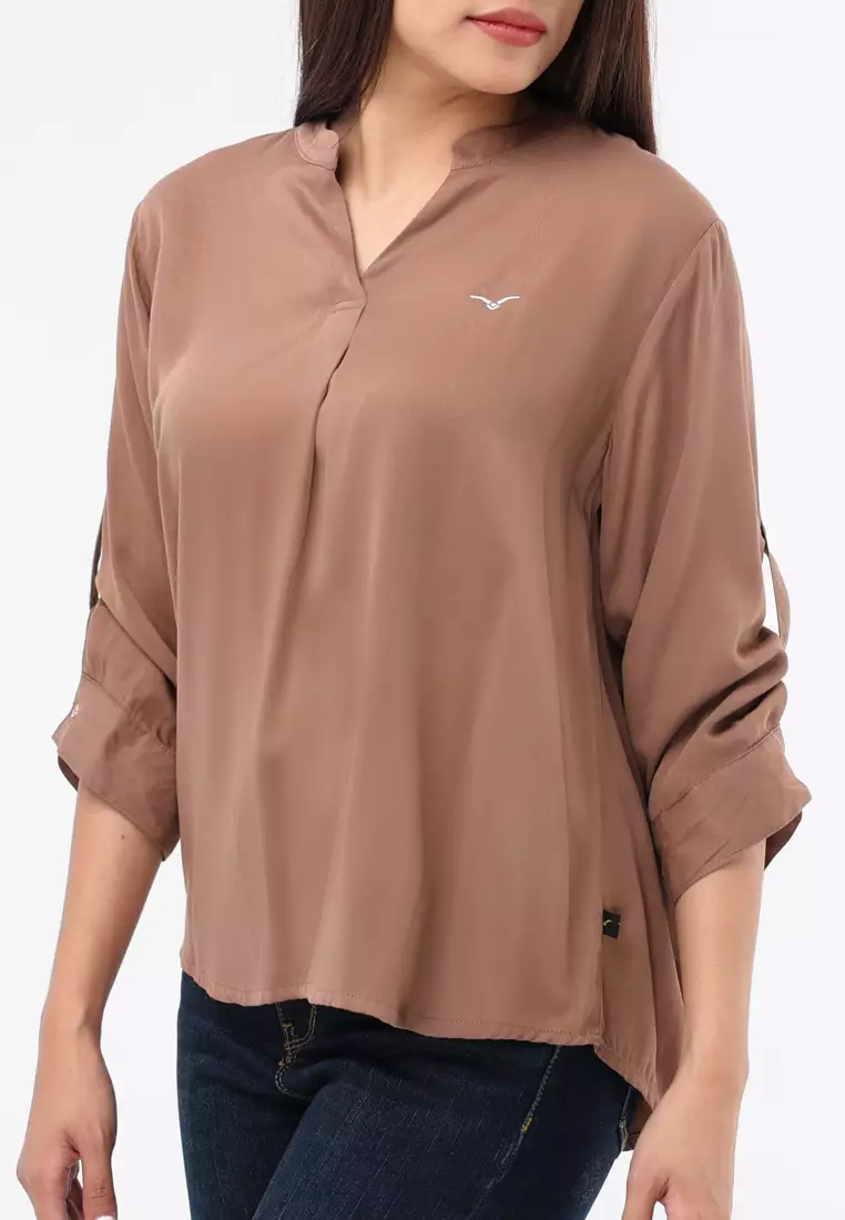 Plain Single Bold Twill 3/4 Blouse