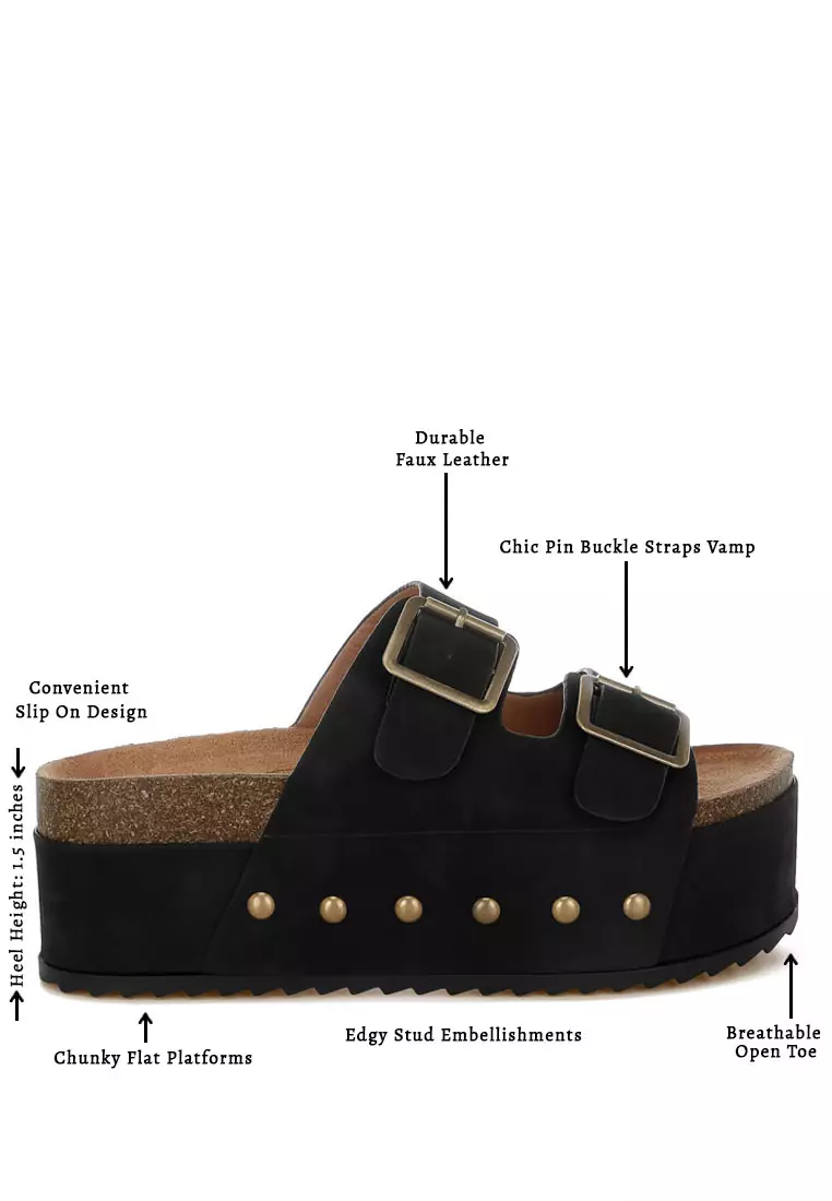 Studded Faux Leather Slip-On In Black