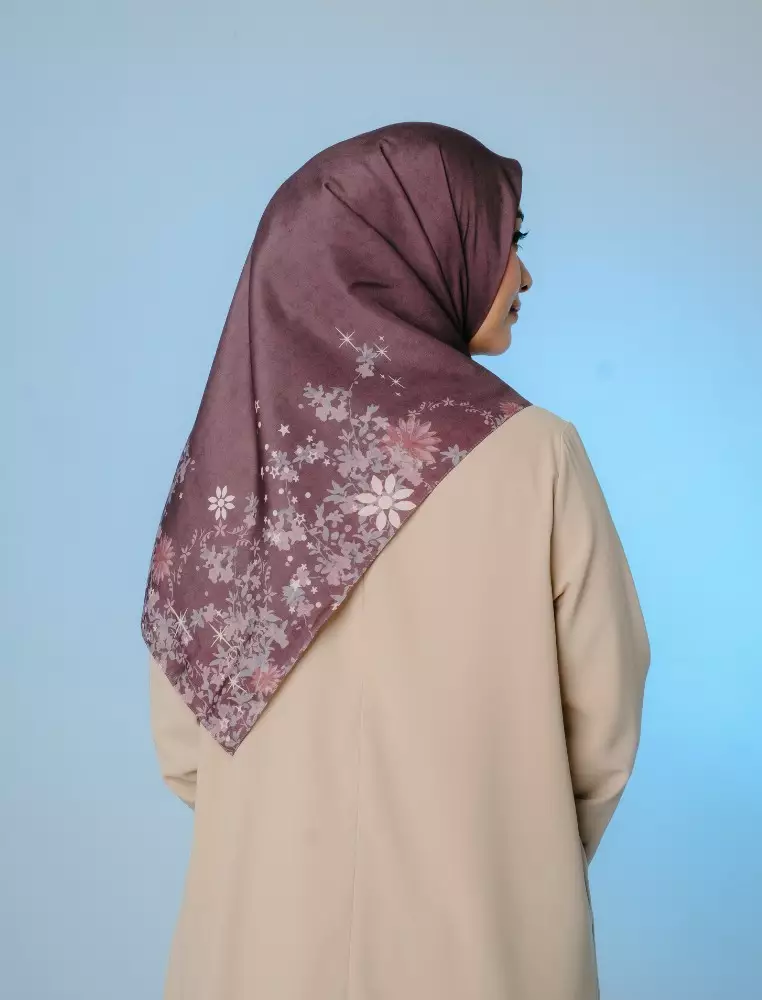 ZANIAH Scarf Coffee Quartz - Kerudung Hijab Segiempat Motif With Pouch Ziplock - Bahan Poly Fine - Ukuran 110x110