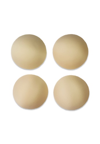 PINK N' PROPER beige Ultimate Round Push Up Pad Enhancer for Swimwear/Sports Bra in Beige (2 Pack) 1D19CUS4DCCD84GS_1