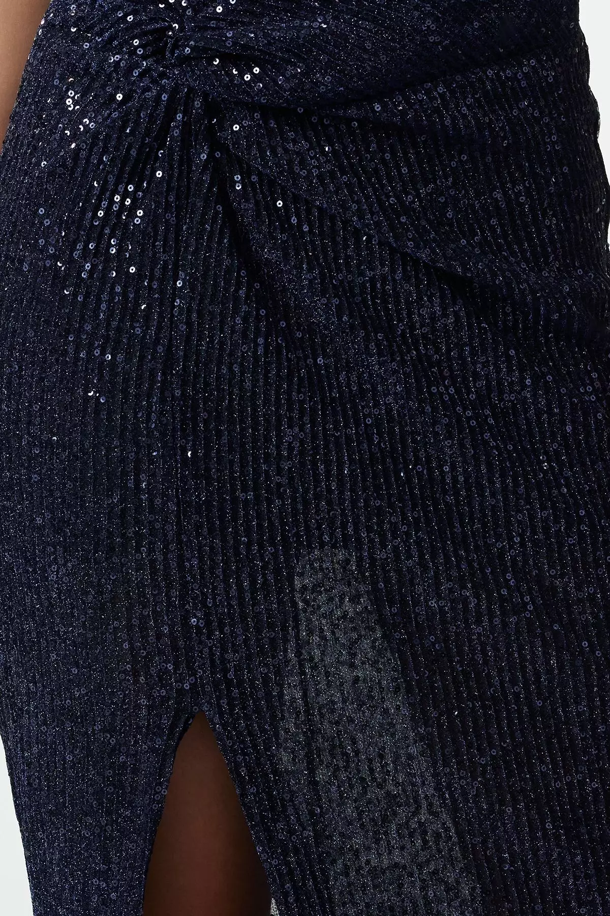 Navy Blue Straight Midi Sleeveless Cocktail Fitted Dress