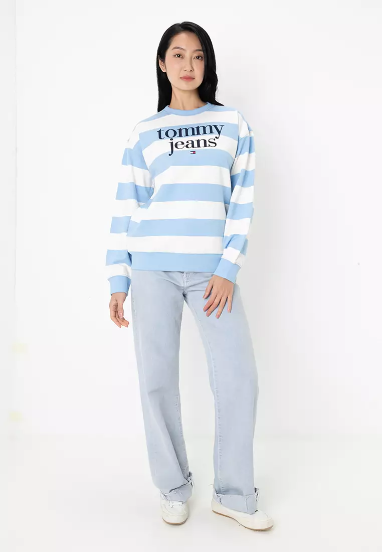 Buy Tommy Hilfiger Stripe Essential Logo Crew Sweatshirt Tommy