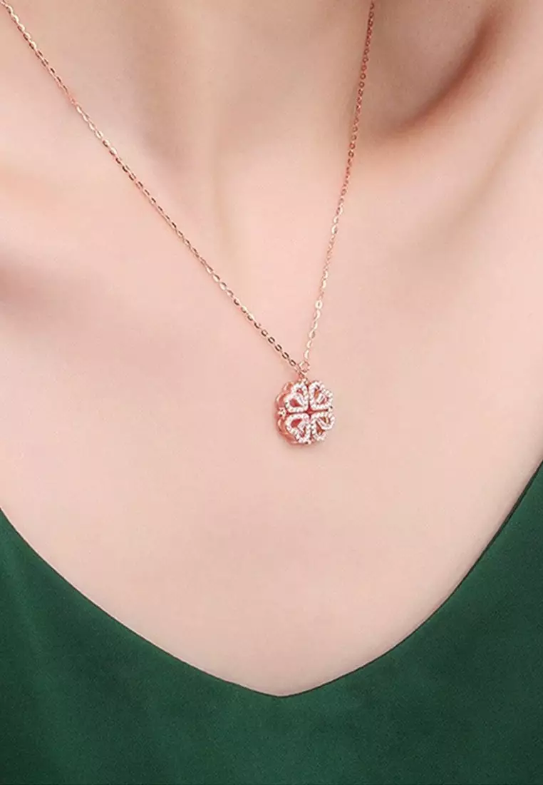 Kalung Wanita Berlian Korea Fashion Dual Wearing Method Kalung Cewek Original Titanium Rose