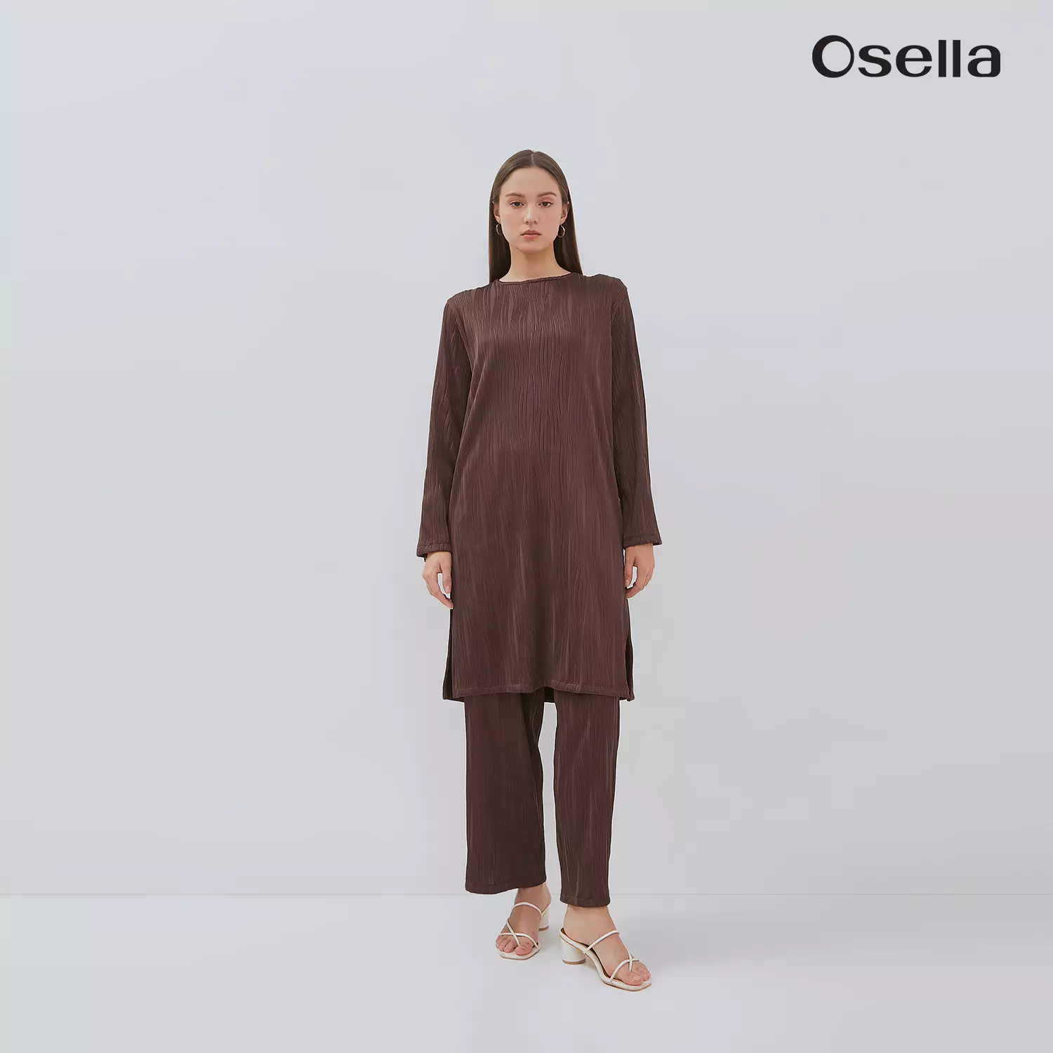 Osella Elexia Textured Knit Tunic Set 1157660156 | Set Wanita Raya Lengan Panjang