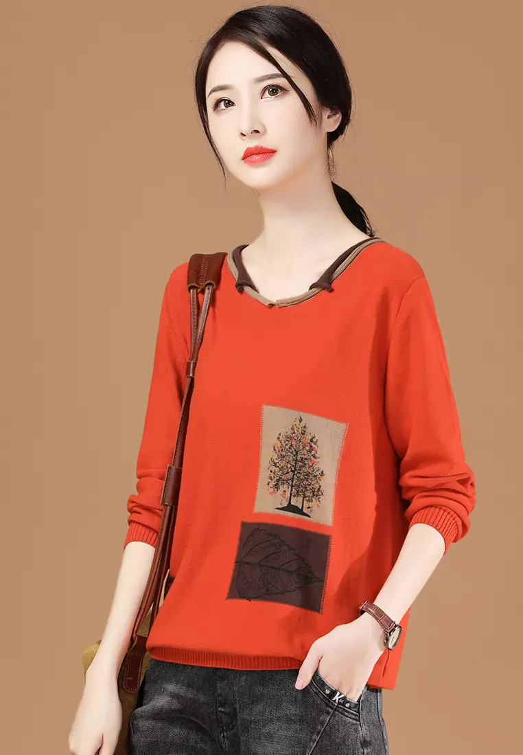 Buy A-IN GIRLS Fashion Printed Round Neck Sweater 2025 Online ZALORA