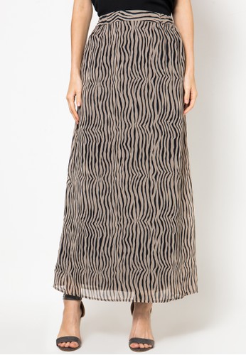 Aasia Chiffon Zebra Printed Long Skirt