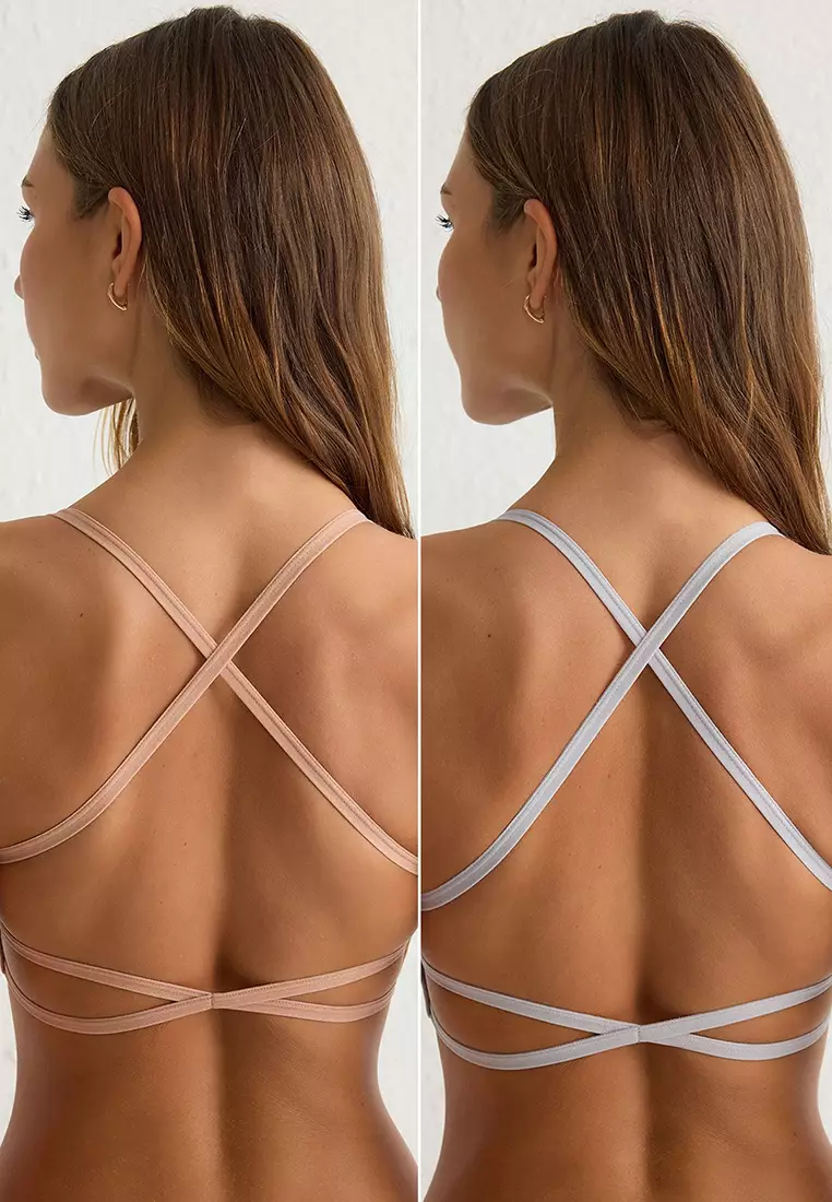 2 Pack Seamless Strap Non-wired Cupless Bralette