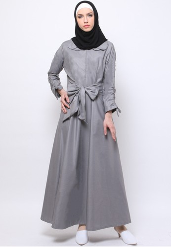 Taniya Ribbon Dress  by JV Hasanah (Abu-Abu)