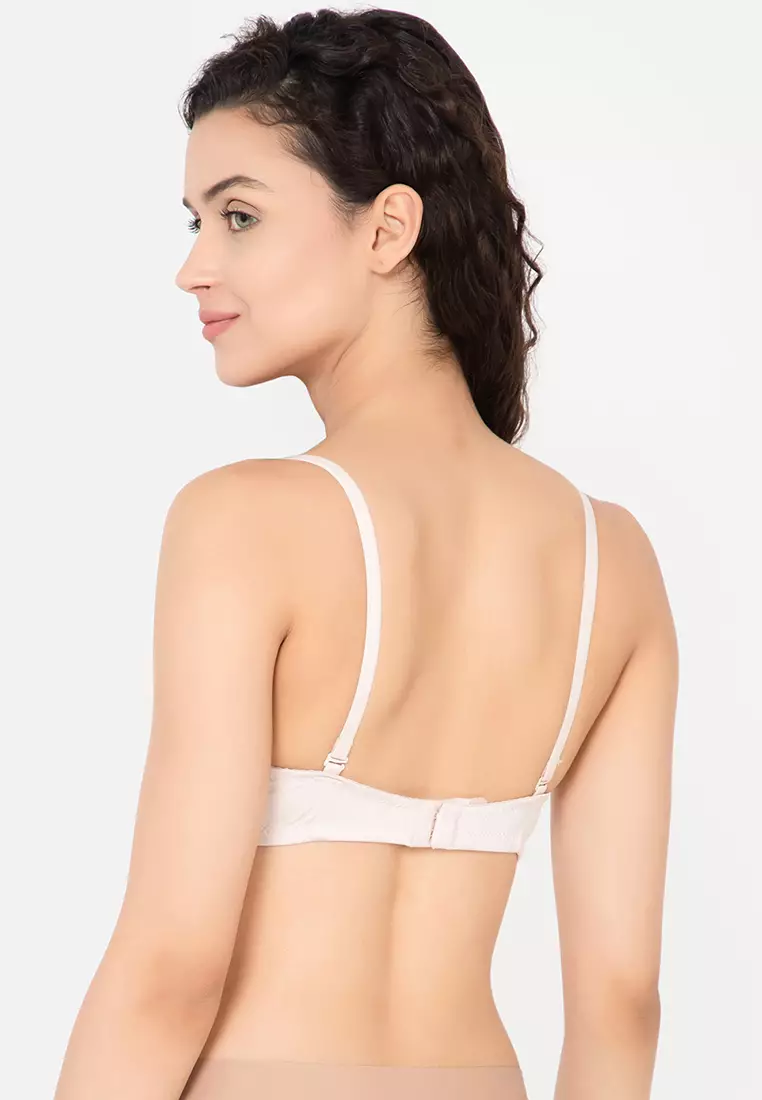 Buy Clovia Lightly Padded Non-Wired Full Coverage Spacer Cup T-Shirt Bra In  Nude Colour - Cotton Online