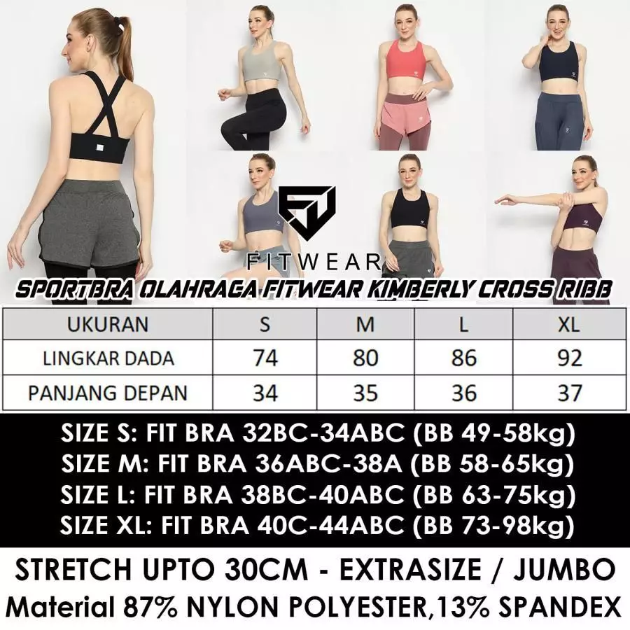 Fitwear - Sportbra Olahraga Wanita FITWEAR KIMBERLY [CROSS RIBB] - PURPLE WINE