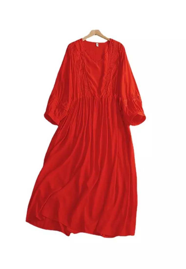 Maxi Dress Loose Fitting Red Dress Buy Twenty Eight Shoes V-Neck