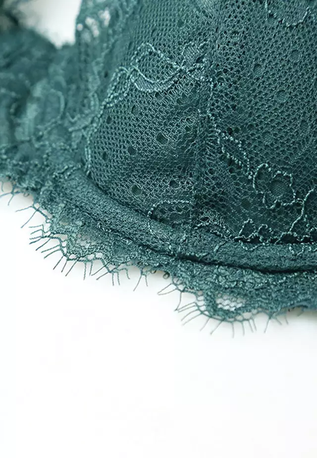 Lace Thin Cotton Airflow Bra with Panty Set CA123110GR