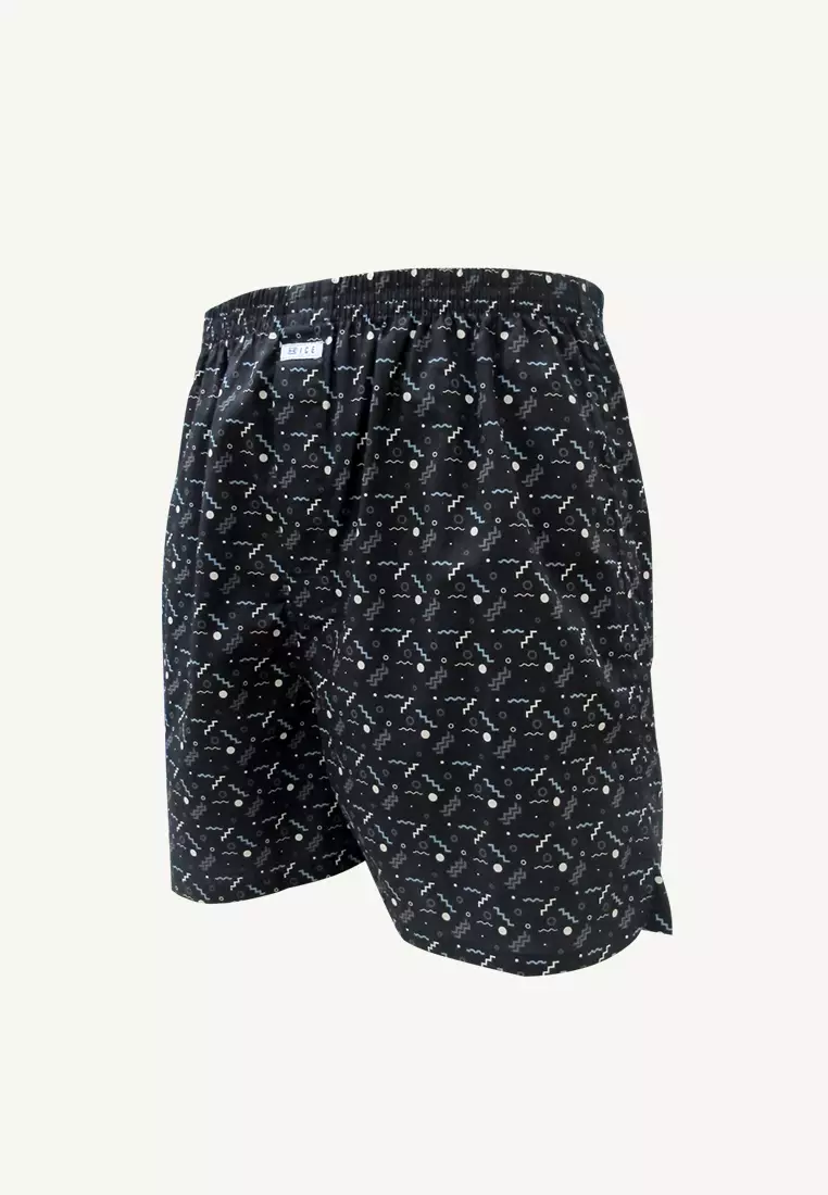 iCE Men Woven Boxer Shorts Wiggly - Black/Wiggle Print (SinglePack)