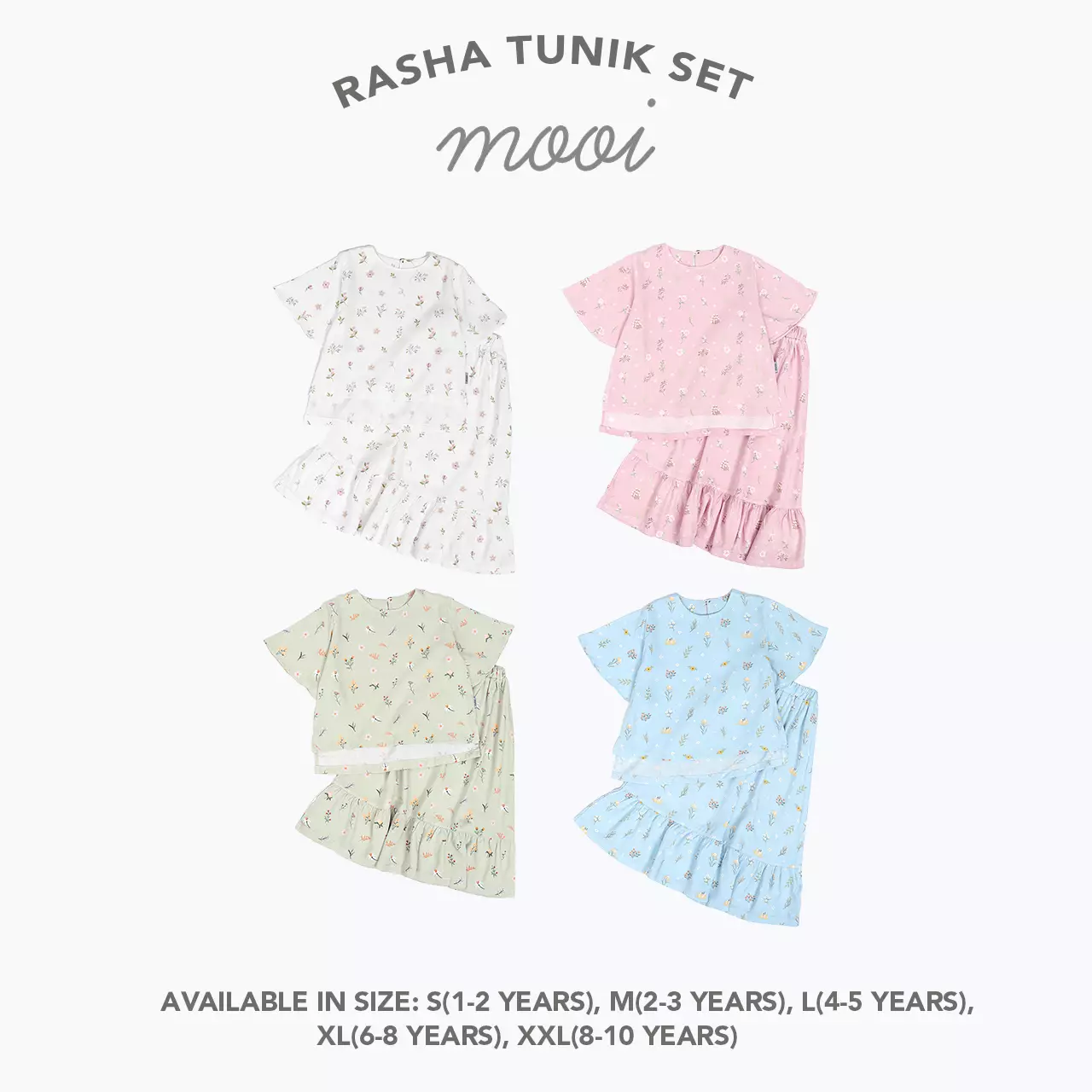 Mooi Setelan Anak Perempuan Rasha Tunik Set - Blossom Pink