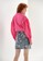iROO pink Drop Shoulder Seam Oversize Pink Top With Lace Collar 31452AAC8E1EF4GS_4