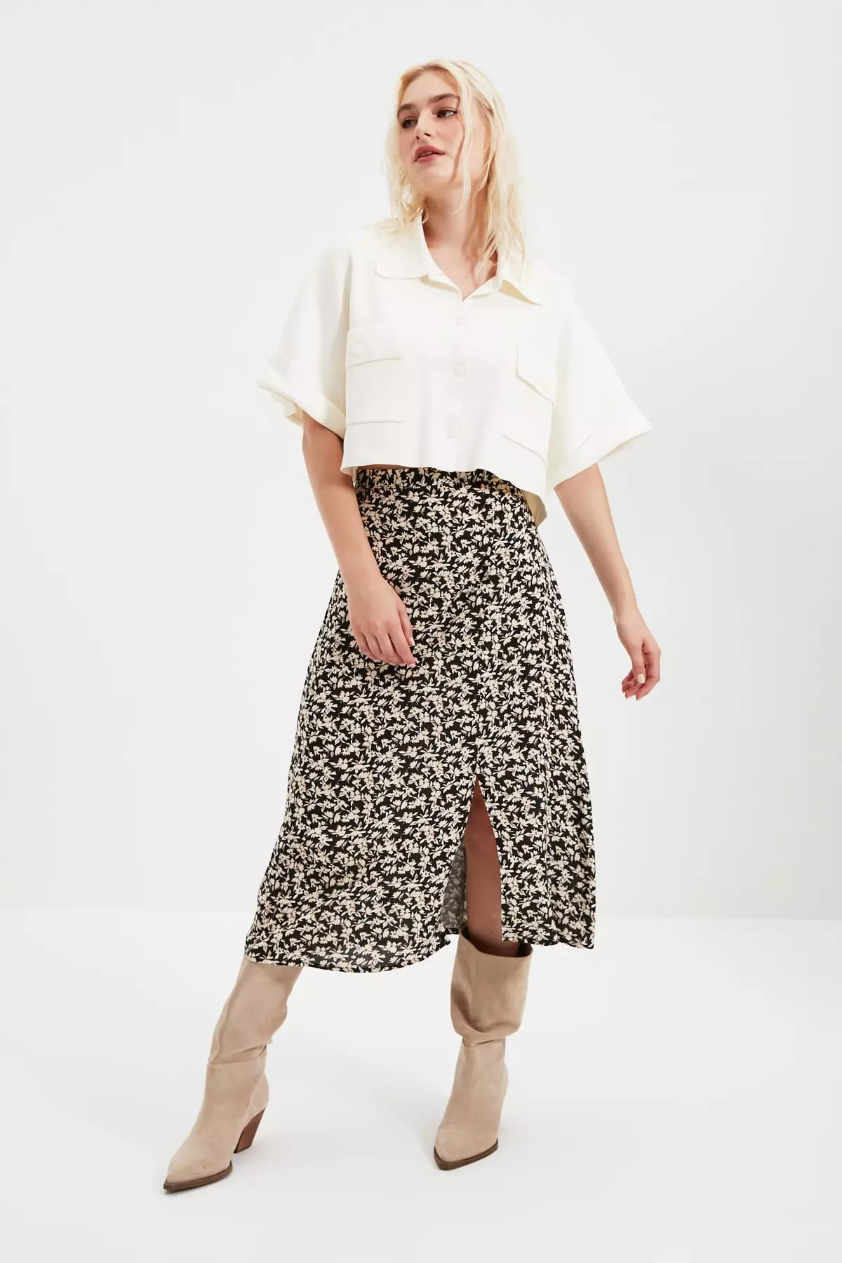 Slit Midi Skirt