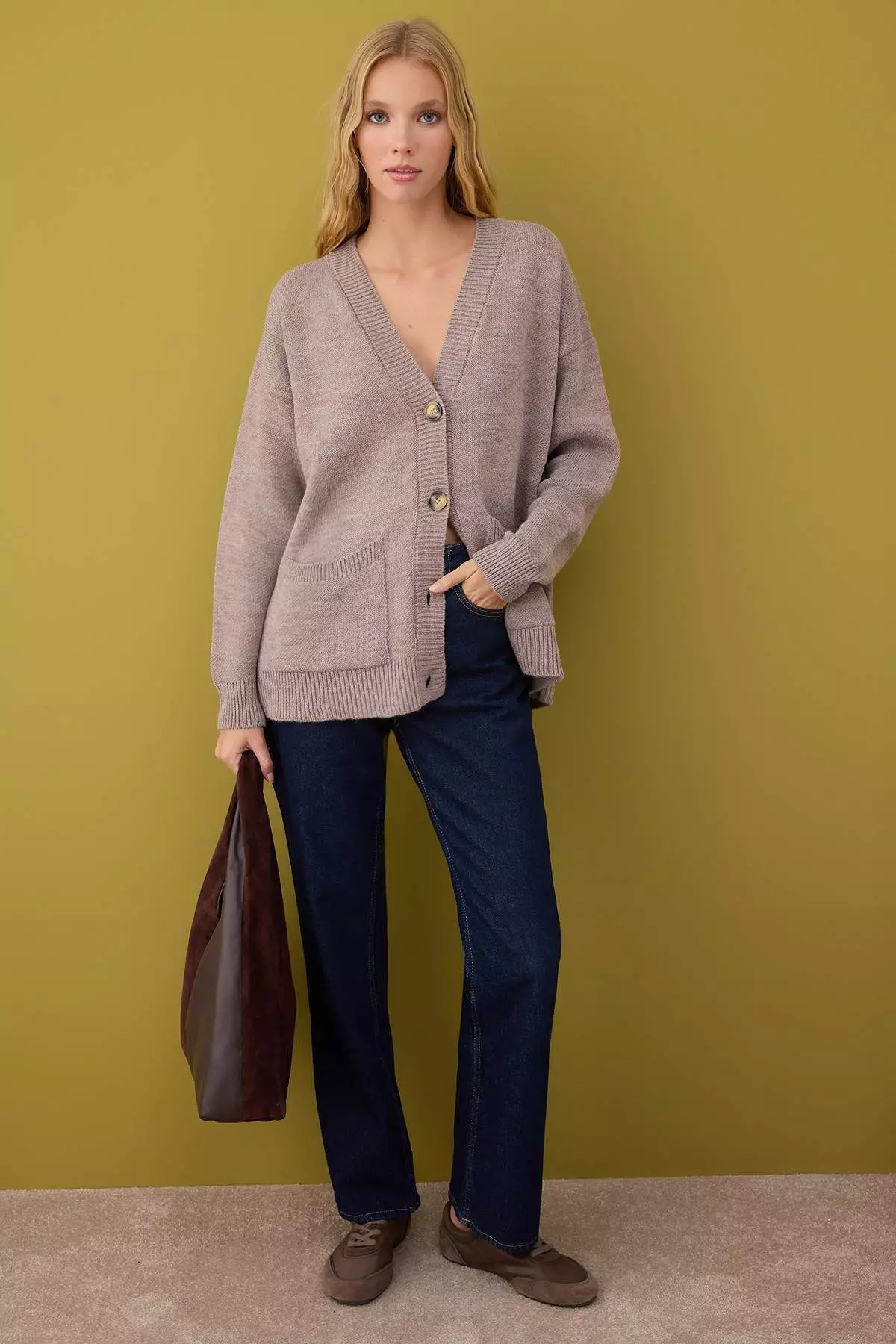 Mink Wide Pattern Basic Knitwear Cardigan Twoaw26Hi00205