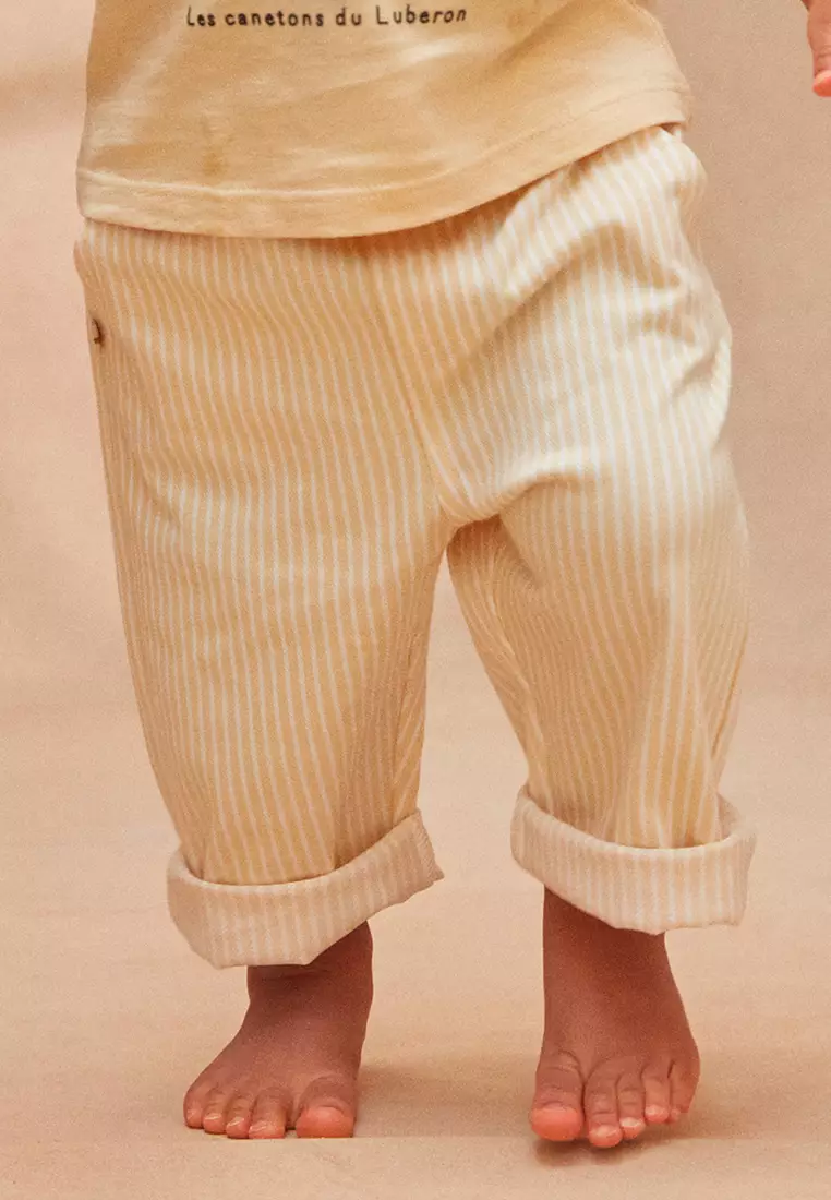 Buttery Yellow And White Striped Pants