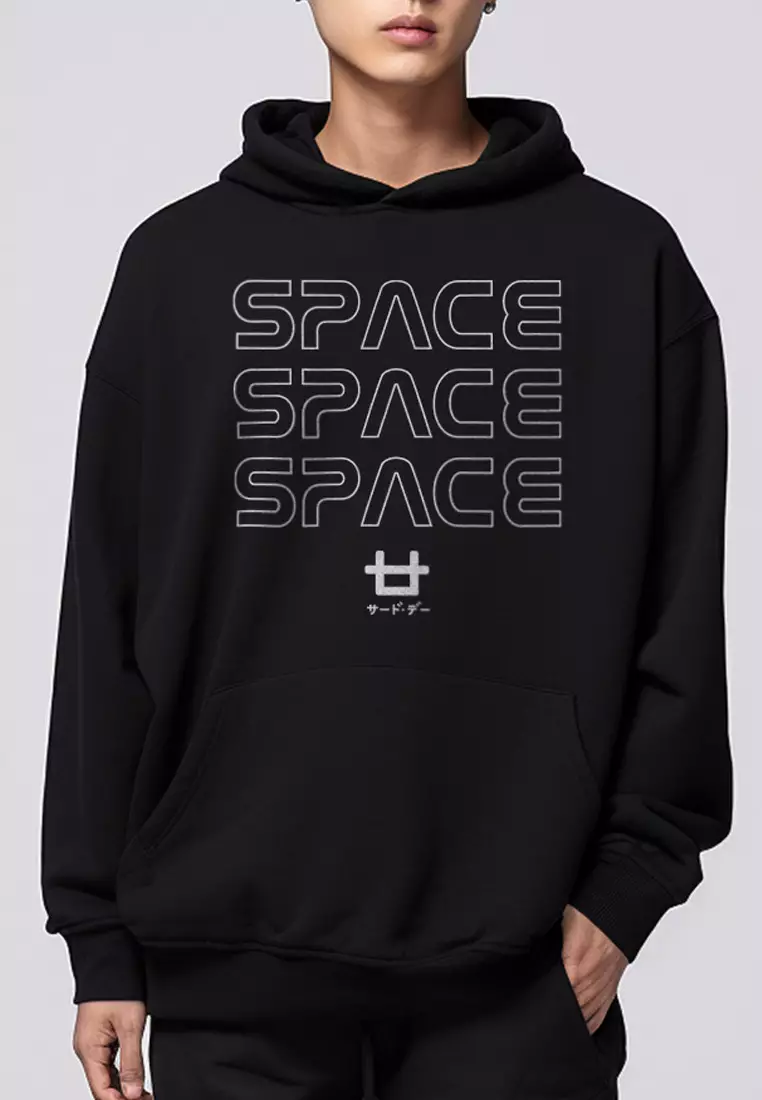 MT943T Hoodies Premium ScubaLux Anti Kusut Waterproof "Space2" Hitam