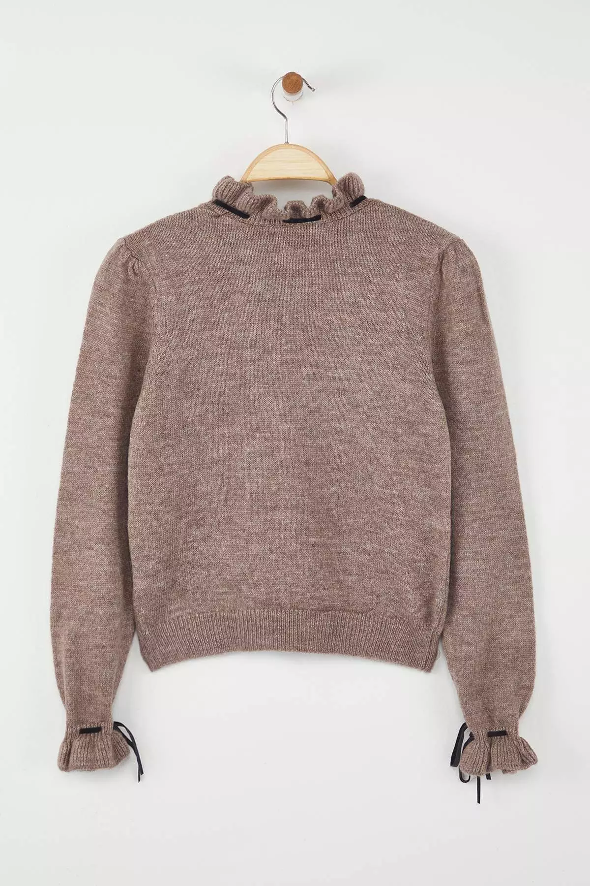 Mink Soft Texture Openwork/Hole Ribbon/Bow Detailed Knitwear Sweater Twoaw21Kz2355