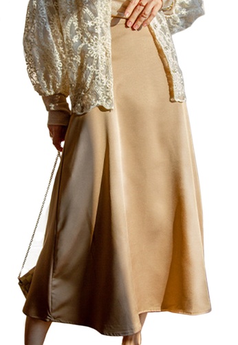 Sunnydaysweety brown French Retro Silk High Waist Midi Skirt A21031922BW B8D4CAA2F7DEADGS_1