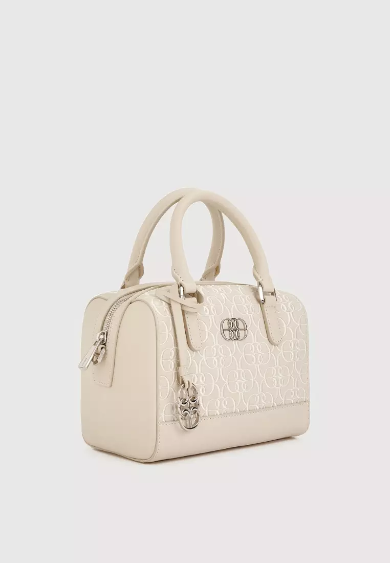 Alessia Monogram Small Satchel Bag Chalk