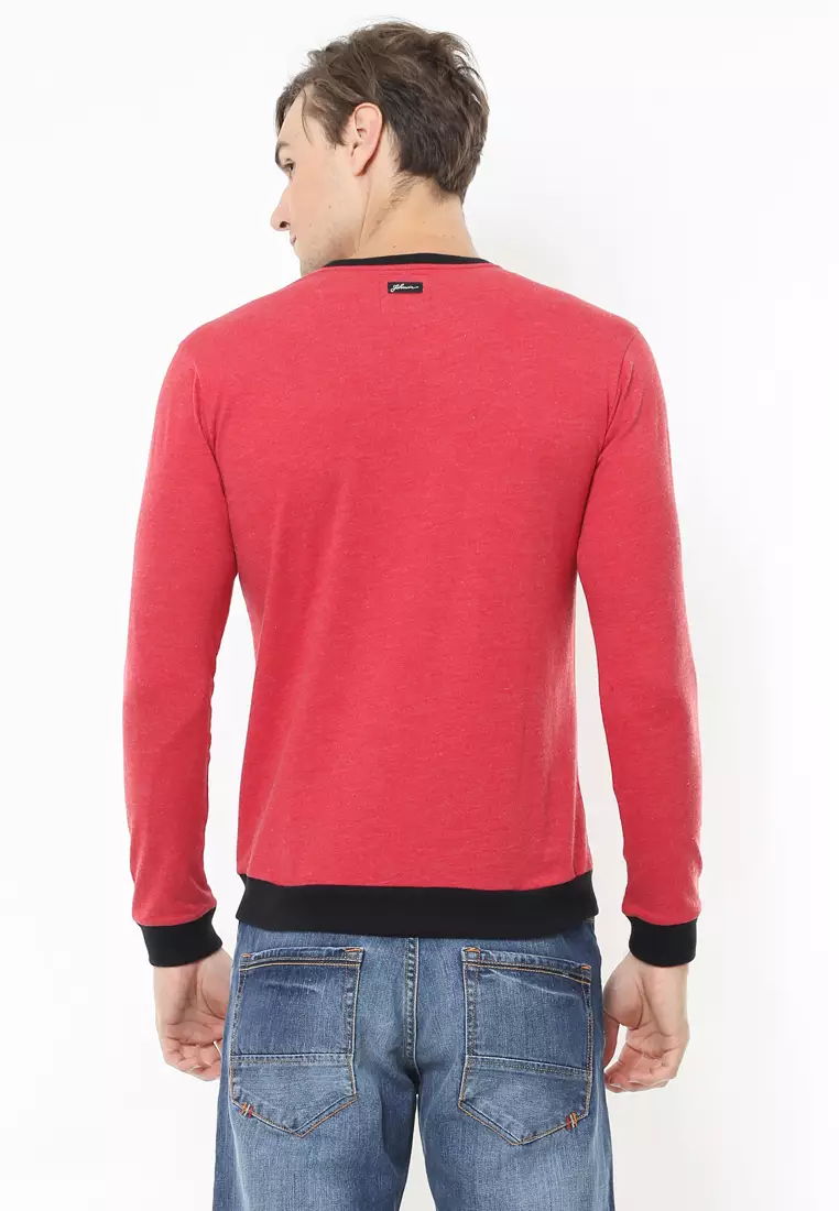 Johnwin - Slim Fit - Kaos Casual - Moment - Merah - ATS.622.M246.01.C-L/S