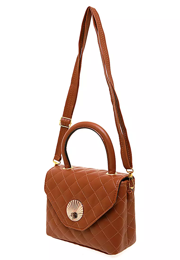 Lezya Tas Selempang Premium Tali Panjang Design Classic Woman Bag - Mocca