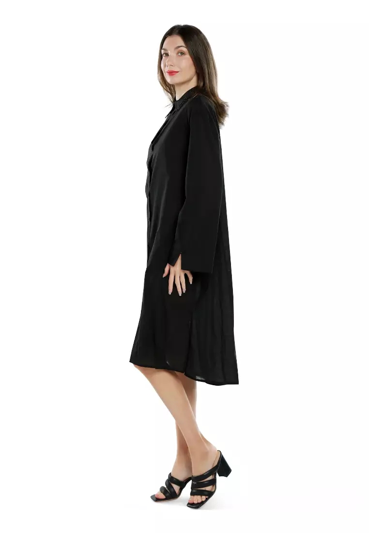 Oversized Shirt Dress in Black