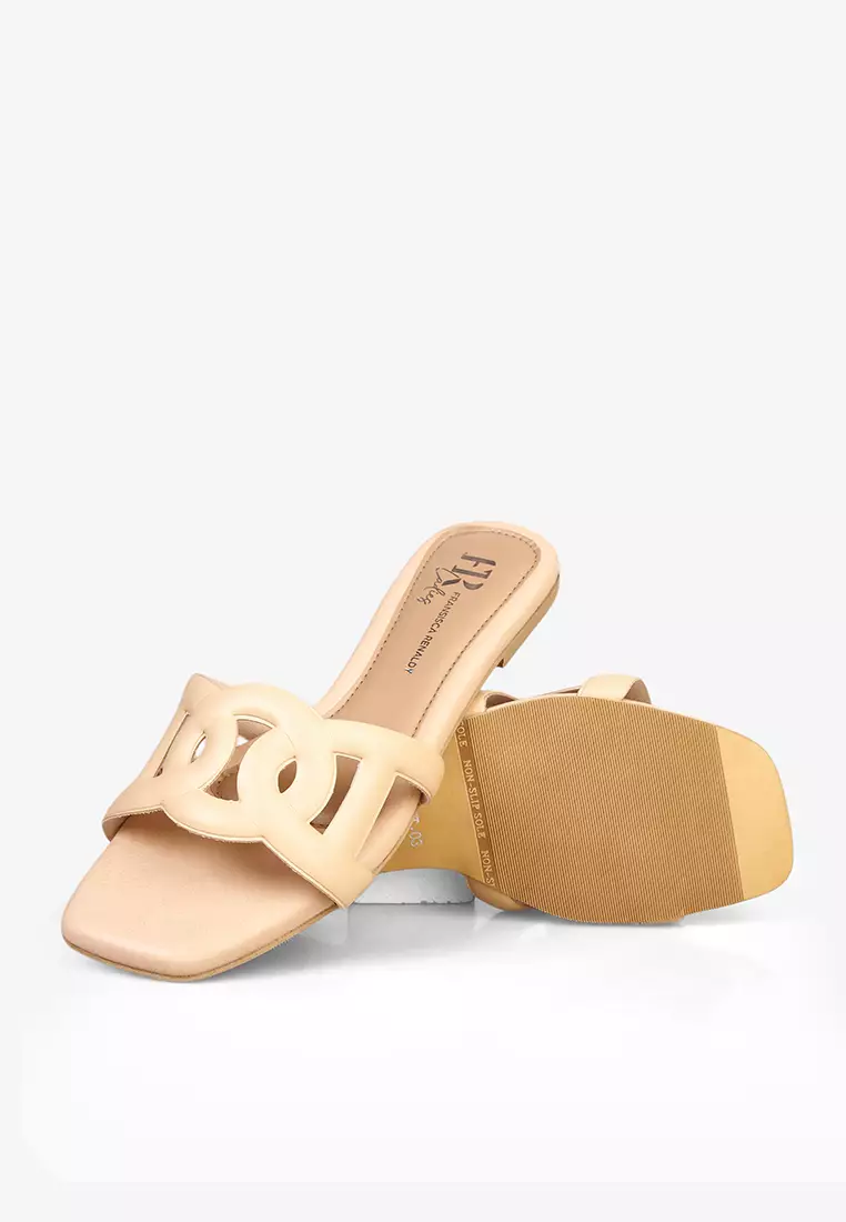 Flat Sandal Slip On Wanita Sandals Anti Slip L.Florent 03 Biscuit