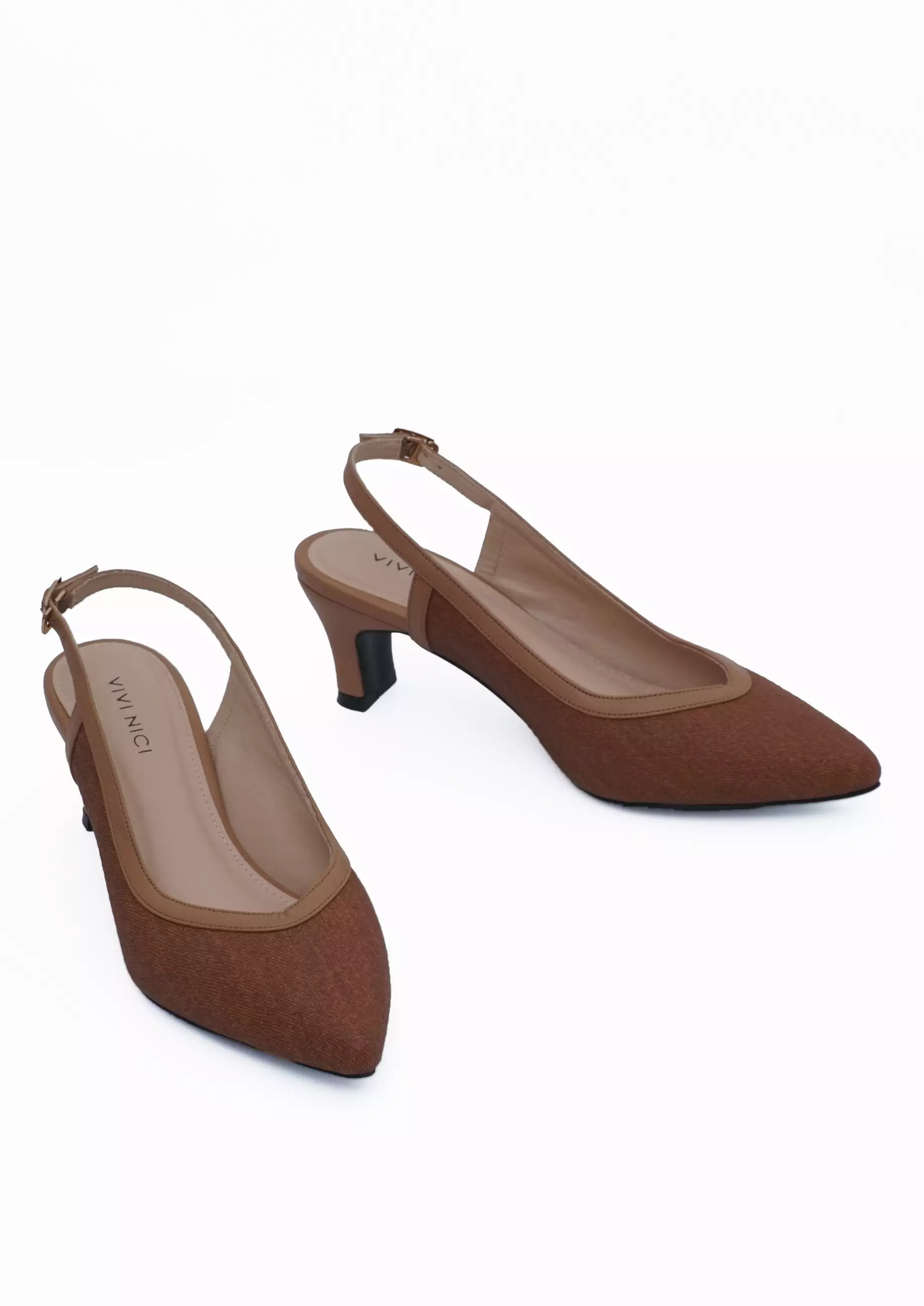 VIVI NICI - Eloise Sepatu Sandal Mules Wanita Hak 5 cm Downtown Brown