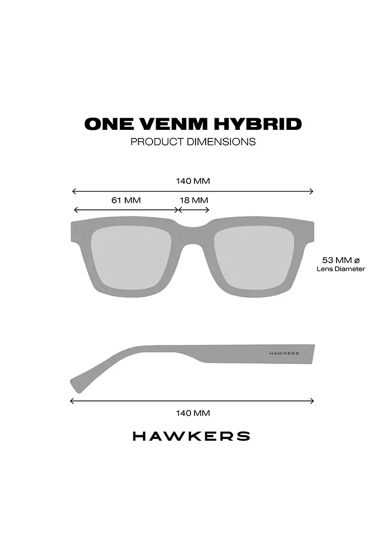 HAWKERS Chrome Black ONE VENM HYBRID Sunglasses for Men and Women. UV400 Protection. Official Product Designed in Spain
