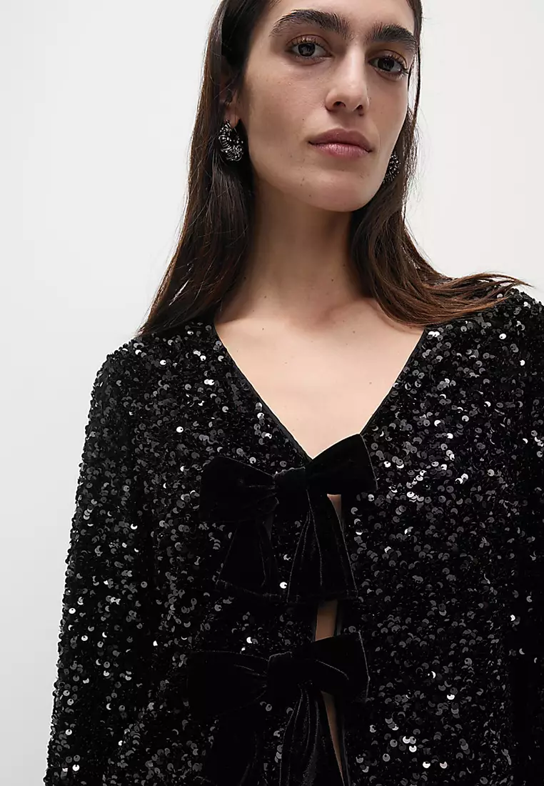 Sequin V-Neck Blouse