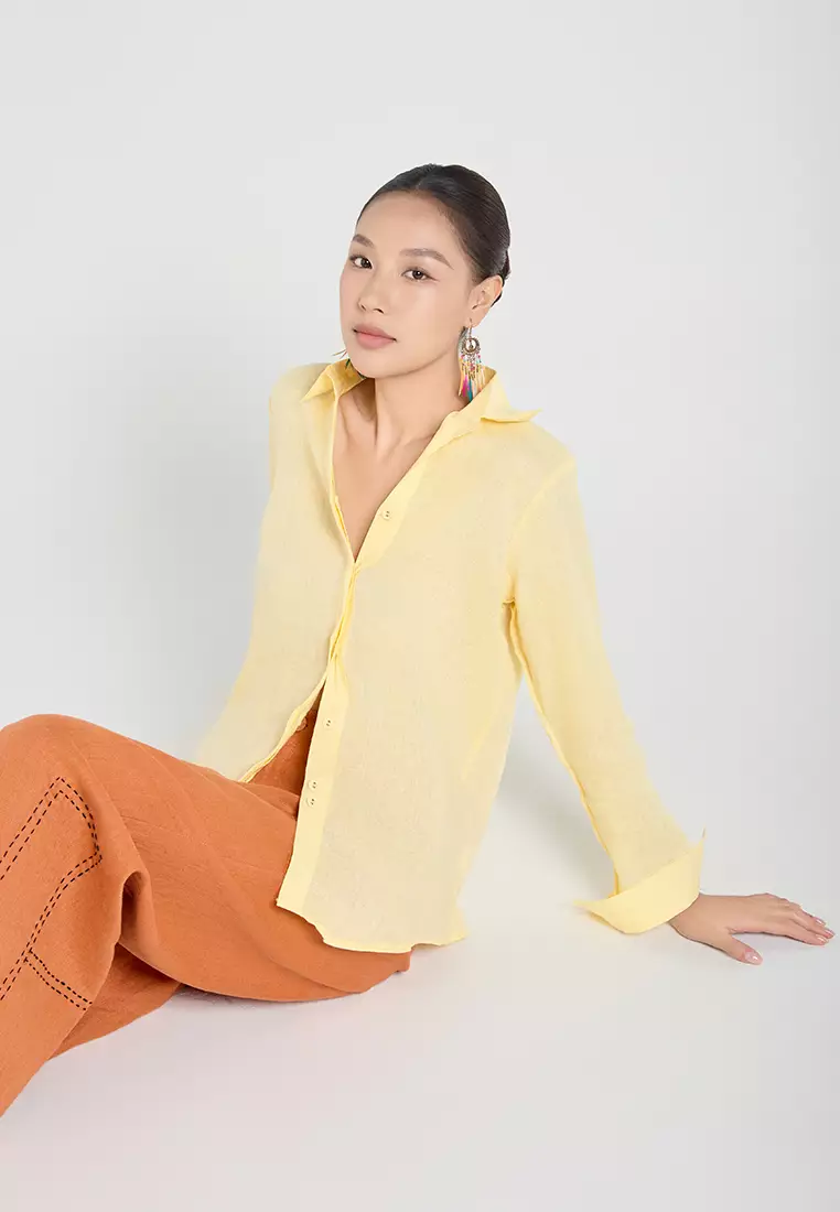 Basic Long-Sleeve Linen Shirt