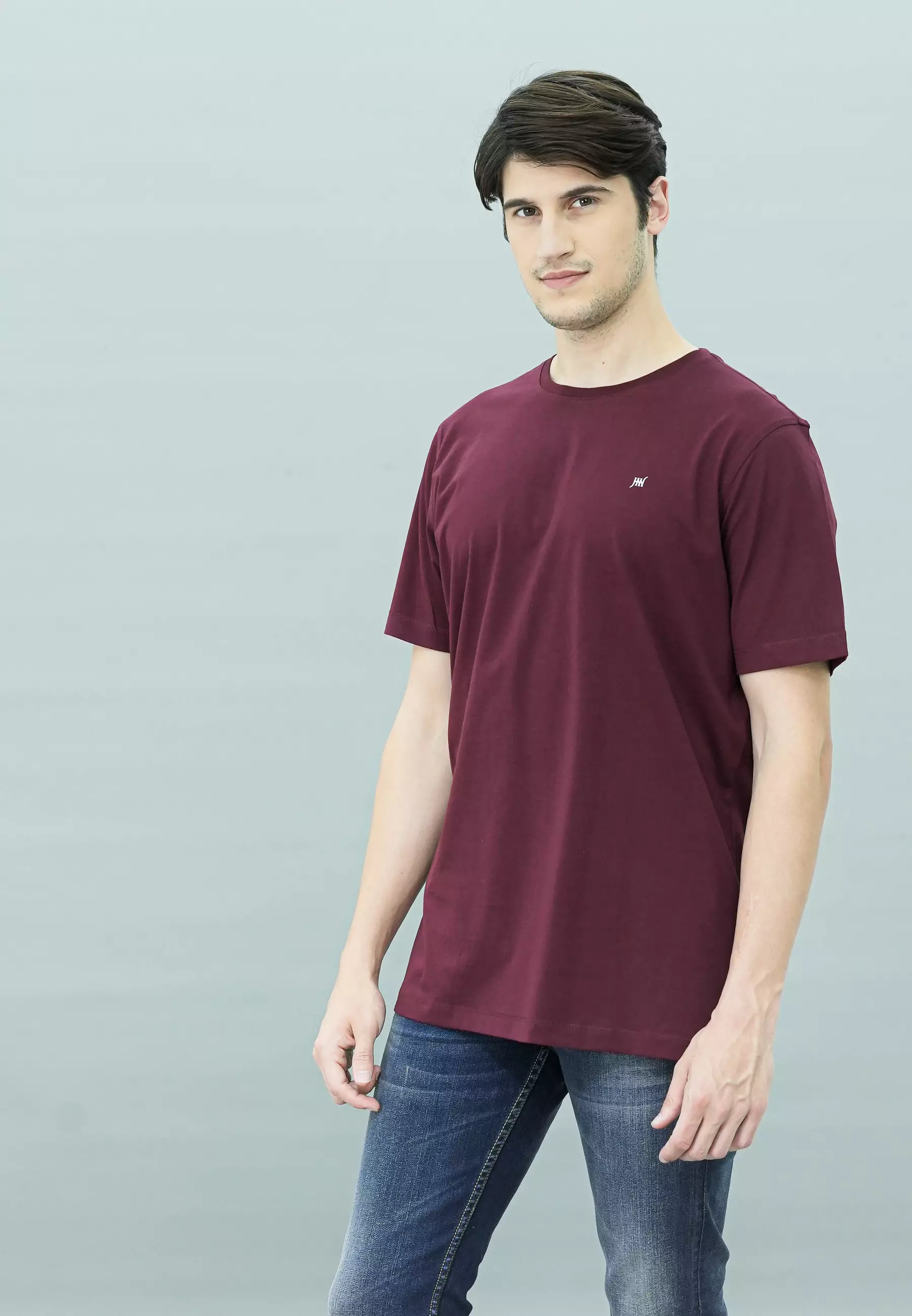 Johnwin - Kaos Casual Pria Model Polos Warna Maroon 622.M400.42.C