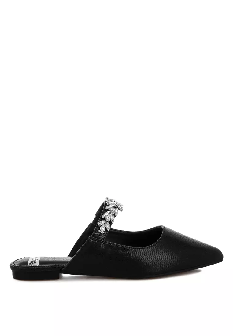 Discount on Rag & CO.  shoes - SKU: Diamante Strap Glitter Mules in Black
