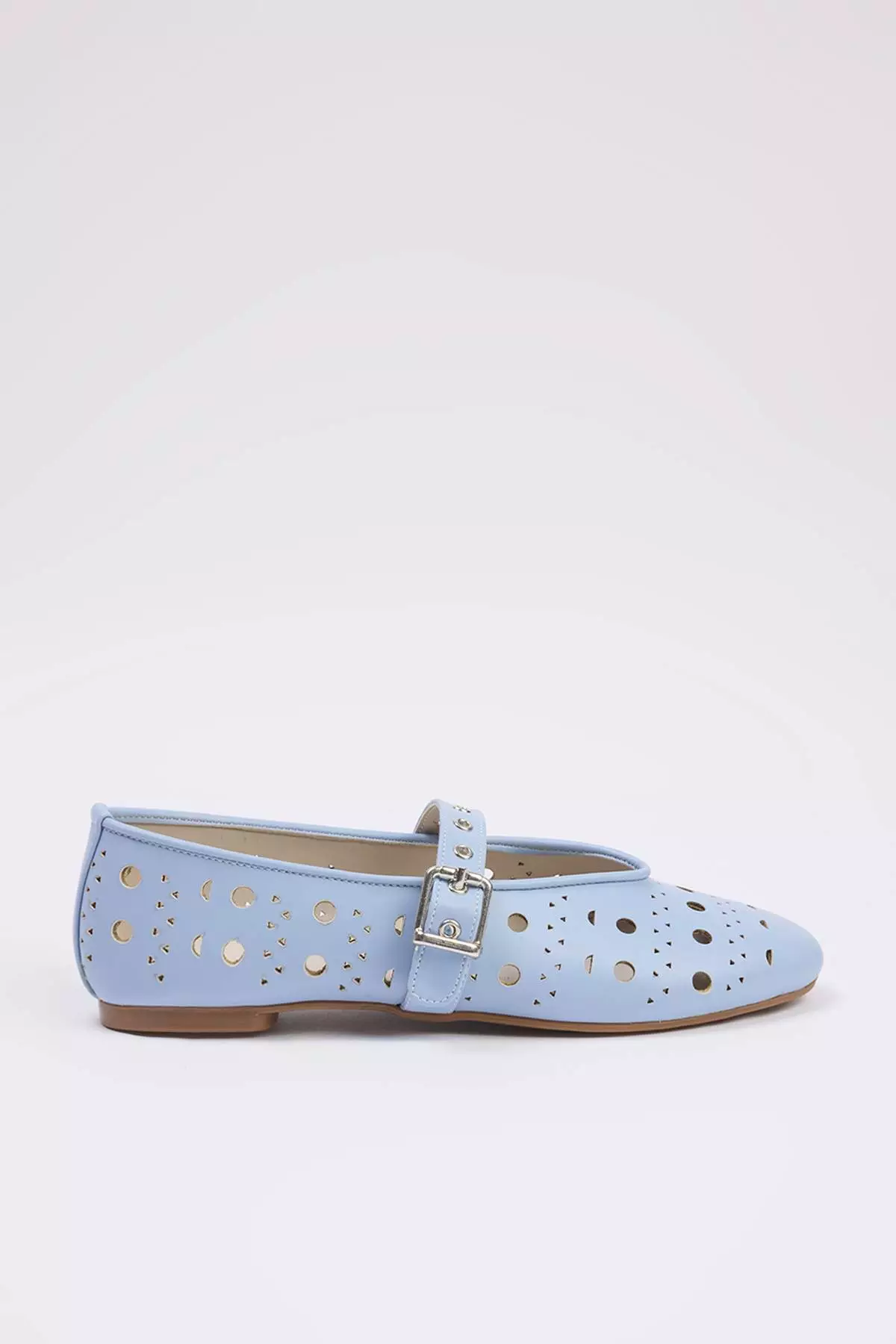 Baby Blue Laser Cut Mary Jane Women's Ballerina Ballerina Takss25Be00037