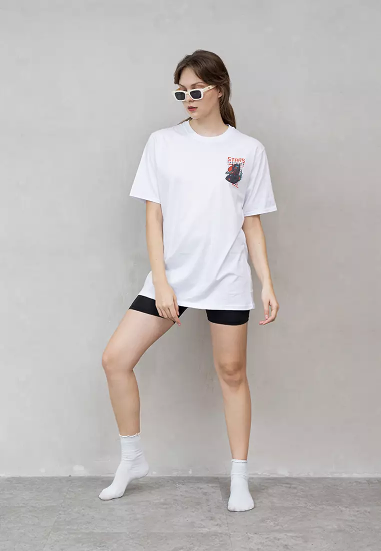 Kaos Putih t shirt polos wanita houseofcuff motif Stars