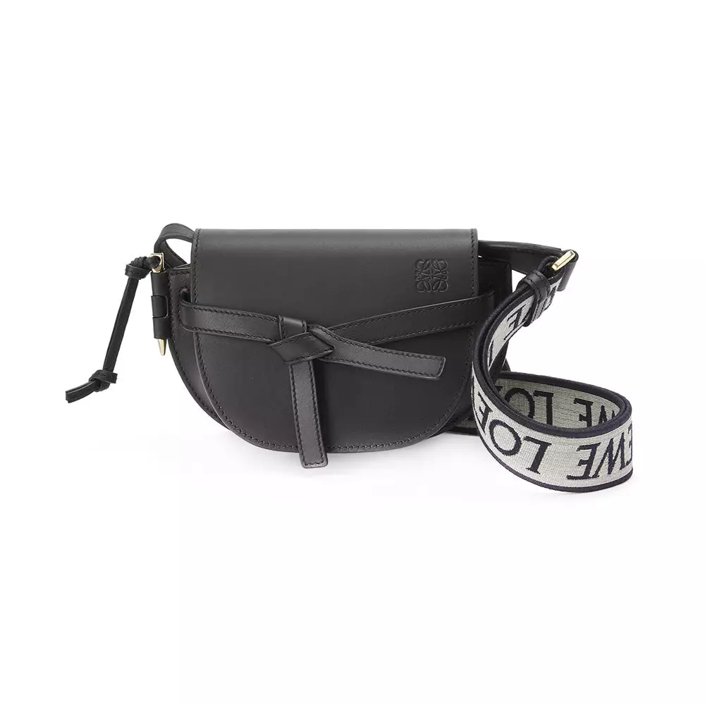 Mini Gate Dual Bag in Soft Calfskin Jacquard Black