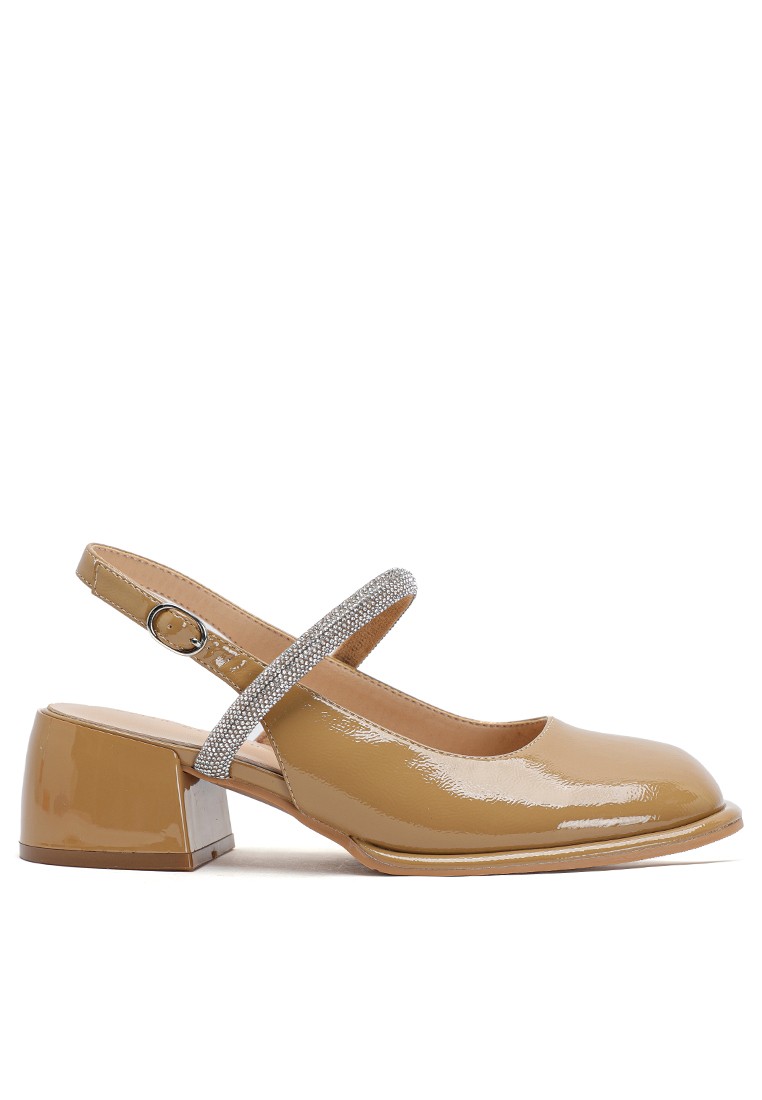 5CM Rhinestone Strap Slingback Mid Heel BY2346-3