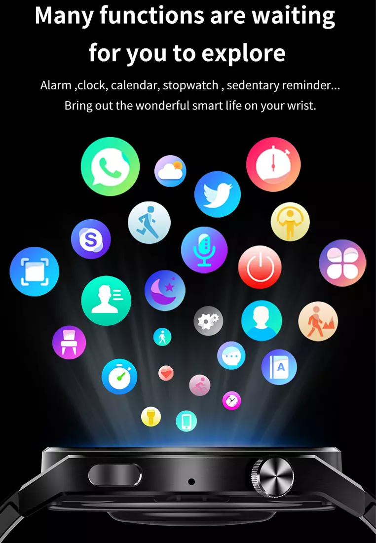 SmartWatch GT8 Anti Air Original Layar Terang 1.28''Pemantauan Tidur Alat pengukur langkah Jam Pintar blacksilver