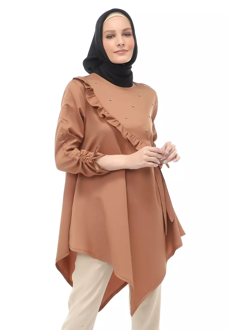 Ketrin Tunik Muslimah Atasan Wanita Polos Long Sleeve Regular Fit - Milo